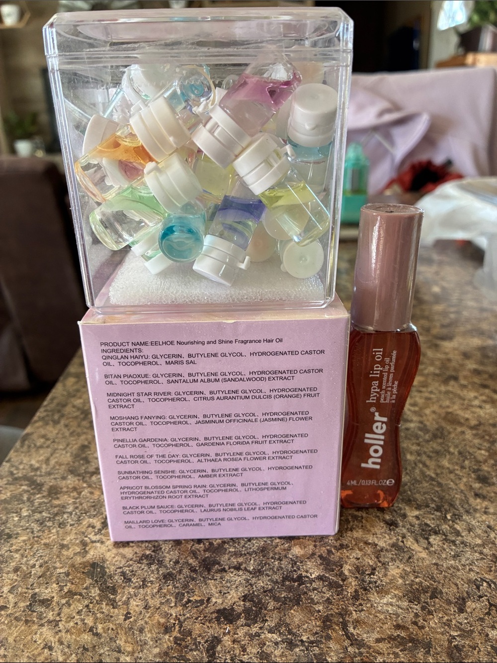 Holler Lip Oil Gloss - Sheer Brown Shine and hydrating hair oils